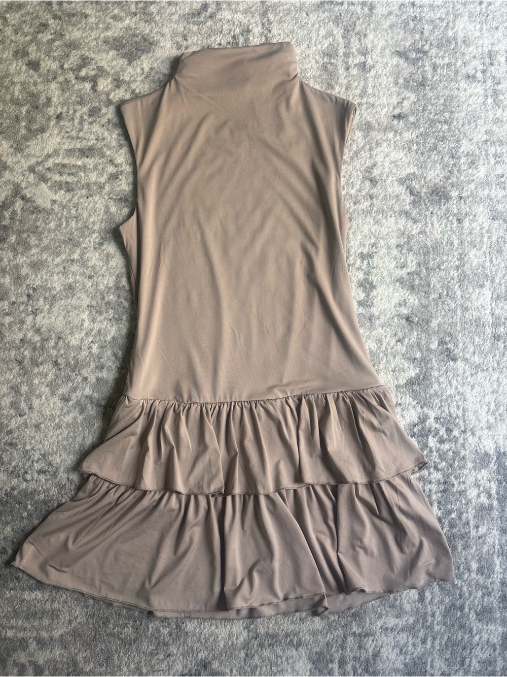 wild fable Taupe Sleeveless Mock Neck Tiered Ruffle Mini Dress